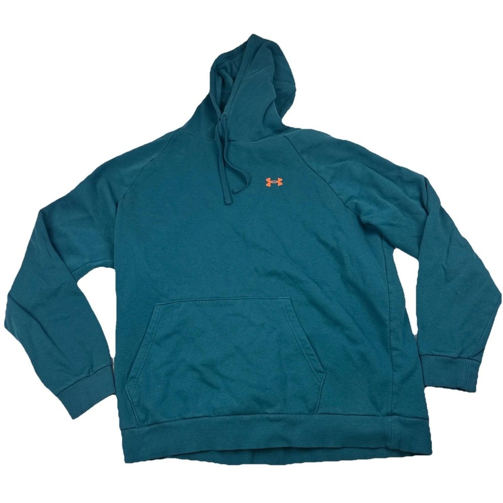 Under Armour Hoodie Mens 2XL Teal Blue Pullover Outdoor Athletic Sweatshirt Logo